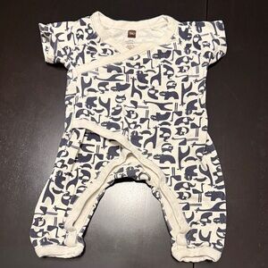 Tea Collection Navy and Cream Patterned Footie